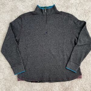Robert Graham Cotton Waffled Thermal 1/4 Zip Sweater Large Gray